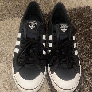 Adidas Men's Black and White Canvas Sneakers